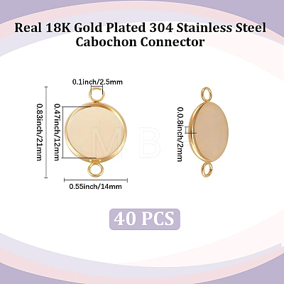 40Pcs 304 Stainless Steel Cabochon Connector Settings STAS-CN0001-80-1