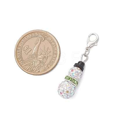 2Pcs Christmas Snowman Pave Disco Ball Beads & Brass Rhinestone Pendant Decorations HJEW-JM04452-1