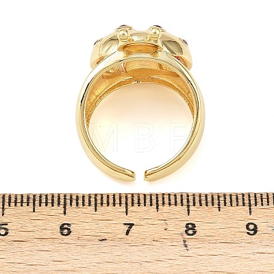 Ladybug Brass Micro Pave Cubic Zirconia Cuff Rings for Women RJEW-A088-09B-G-1