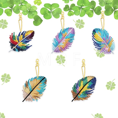 DIY Diamond Painting Feather Keychain Kits PW-WGA5AAF-01-1