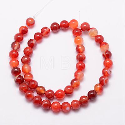 Natural Striped Agate/Banded Agate Bead Strands G-K166-13-10mm-1