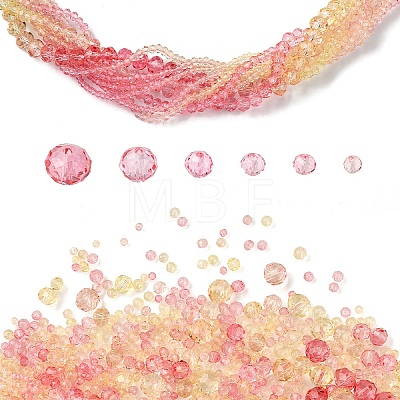 6 Styles Gradient Color Transparent Painted Glass Beads Strands DGLA-YW0001-28I-1