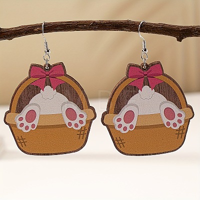 Easter Cartoon Printed Wood Dangle Earrings FS-WG710AE-06-1