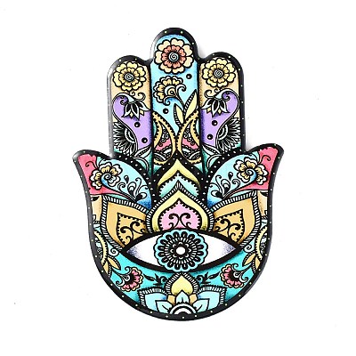 Hamsa Hand/Hand of Miriam with Evil Eye Pattern Porcelain Cup Mats DJEW-H008-01D-1