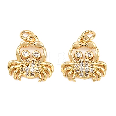 Brass Micro Pave Clear Cubic Zirconia Charms KK-Q085-04G-G-1