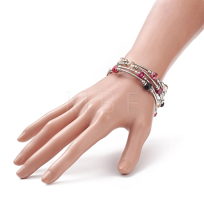 Glass Beads Five Loops Wrap Bracelets BJEW-JB09056-02-1
