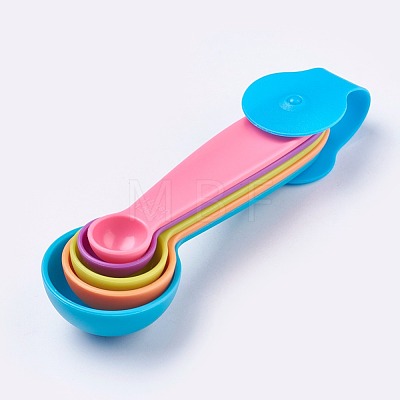 Colorful Plastic Measuring Spoons TOOL-WH0048-06-1