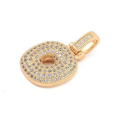 Brass Micro Pave Clear Cubic Zirconia Pendants KK-B099-01G-O-1