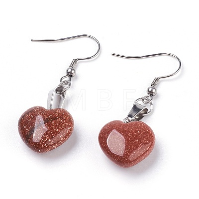 Natural & Synthetic Mixed Gemstone Dangle Earrings X-EJEW-JE02730-1