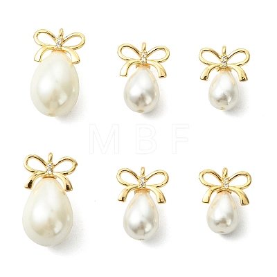 6Pcs 3 Styles Polished Shell Pearl Pendants PALLOY-JF05401-1