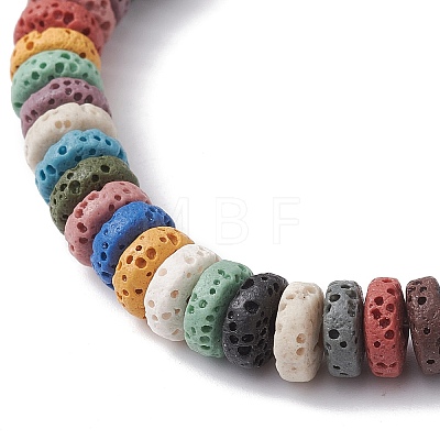 Dyed Colorful Natural Lava Rock Beaded Strtch Bracelets BJEW-JB10052-02-1