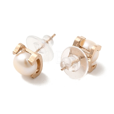 Natural Pearl Stud Earrings EJEW-K268-01KCG-1