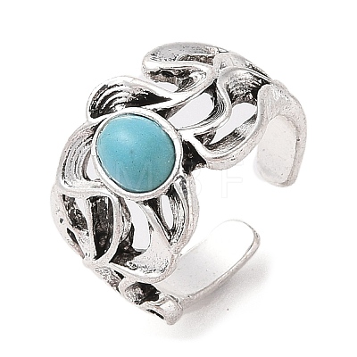 Oval Synthetic Turquoise Cuff Rings RJEW-B107-11AS-1