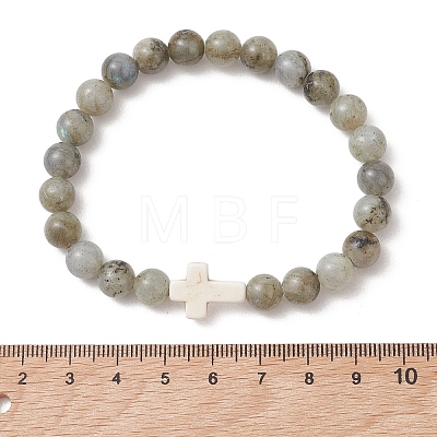 Natural Labradorite & Synthetic Turquoise Beaded Bracelets BJEW-JB13570-1