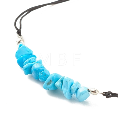 Synthetic Turquoise(Dyed) Chips Braided Bead Bracelet BJEW-JB08019-05-1