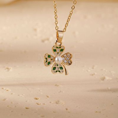 Brass Pave Clear Cubic Zirconia Pendant Necklaces NF0056-1