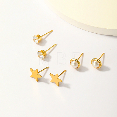 Elegant 18K Gold Plated 3 Pairs Fashion Casual Earrings Set for Women PC1813-1