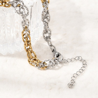 6MM Duo Tone 304 Stainless Steel Textured Rope Chain Necklaces SA-CBA70A3-01GP-1