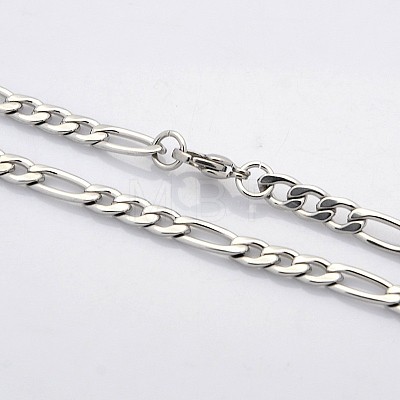 Trendy Unisex 304 Stainless Steel Figaro Chain Necklaces STAS-E063-08-1