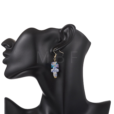Natural Blue Spot Jaspen Dangle Earrings EJEW-JE06859-1