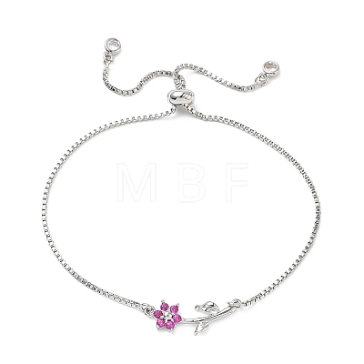 Adjustable Brass Micro Pave Clear Cubic Zirconia Box Chain Slider Bracelets BJEW-C156-09P-04-1
