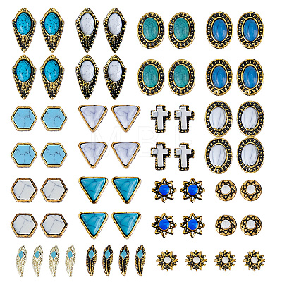 60Pcs 15 Styles Alloy Resin Cabochons MRMJ-DC0001-22-1