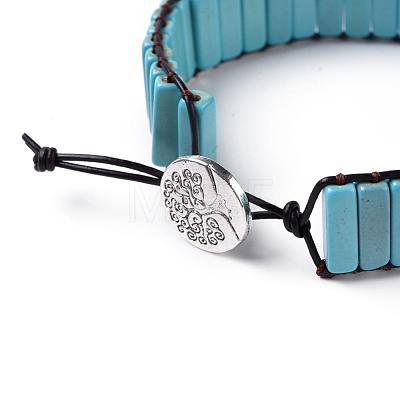 Synthetic Turquoise Beads Cord Bracelets BJEW-JB04146-1