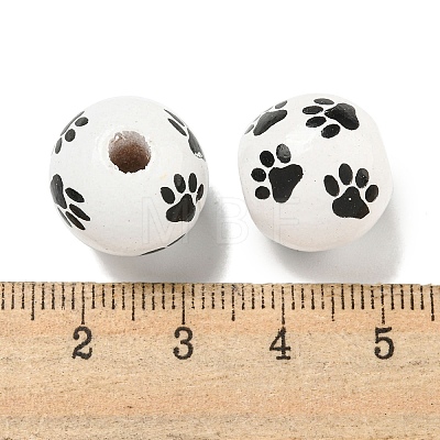 Printed Wood European Beads WOOD-G022-09K-1