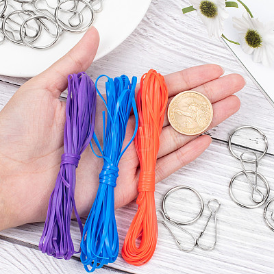  Plastic Lace Rope and Iron Split Key Rings/Key Clasp Finding DIY-NB0002-35-1