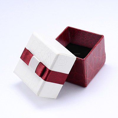 Rectangle Cardboard Ring Boxes with Black Velvet inside & Bowknot CBOX-N006-02-1