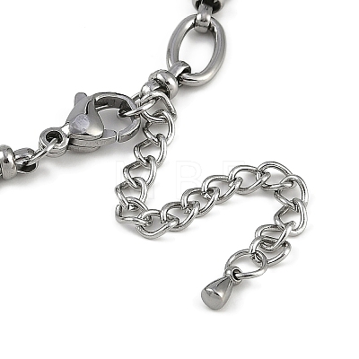 Anti-Tarnish 304 Stainless Steel Oval Link Chain Anklets AJEW-A057-01P-1