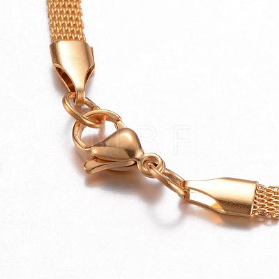 304 Stainless Steel Mesh Chain Necklaces NJEW-G256-02G-1