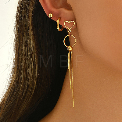 Stainless Steel Ring Tassel Earrings Sets OV1980-3-1