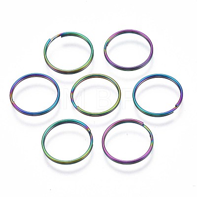 Rainbow Color 304 Stainless Steel Linking Key Rings STAS-S119-100-1