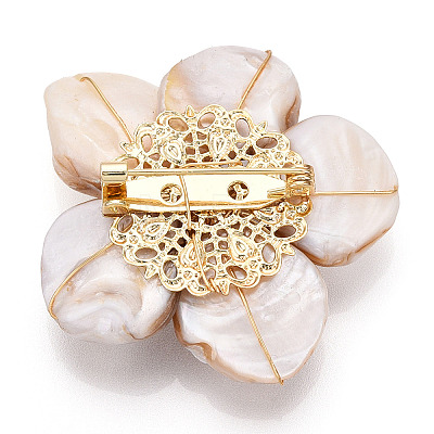 Natural Shell & Pearl Flower Brooches for Women JEWB-N001-02G-1