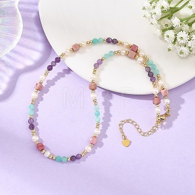 Gemstone & Natural Cultured Freshwater Pearl Beads Necklaces for Women NJEW-JN06518-02-1