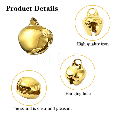 300Pcs 2 Colors Iron Bell Charms IFIN-YW0003-70-1