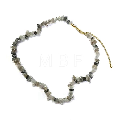 Natural Rutilated Quartz Chips Beaded Necklace NJEW-FZ00004-06-1