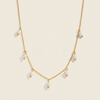 Elegant Round White Imitation Pearl Pendant Bib Necklaces FU4888-1