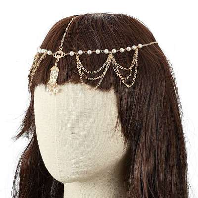 Bohemian Women Tassel Head Chain X-OHAR-WH0005-01G-1