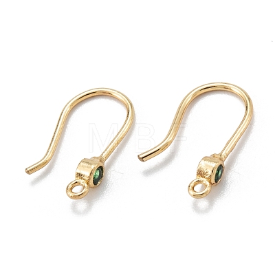 Brass Micro Pave Clear Cubic Zirconia Earring Hooks KK-K251-02G-1