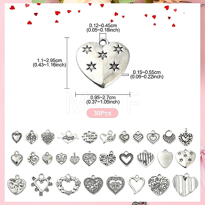 30Pcs 30 Styles Tibetan Style Alloy Pendants FIND-YW0004-62-1