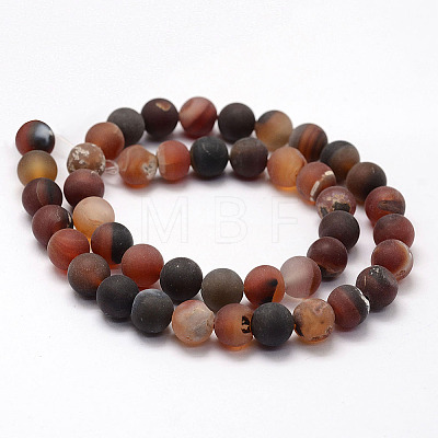 Frosted Natural Agate Beads Strands G-F365-10mm-01-1