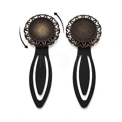 Alloy & Iron Bookmark Cabochon Settings PALLOY-N184-07AB-1