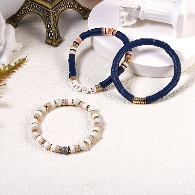 Love Beads Stacking Stretch Bracelets Set for Women BJEW-SZ0001-93-1