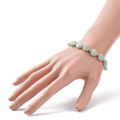 Natural Green Aventurine Heart Beaded Bracelet BJEW-JB08697-03-1