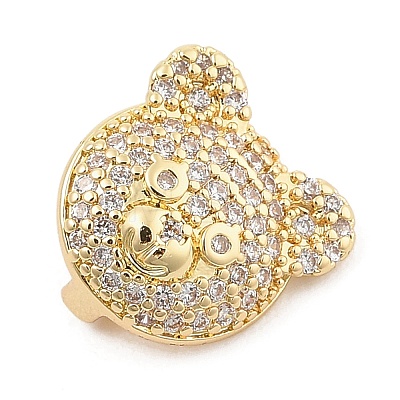 Brass Micro Pave Cubic Zirconia Slide Charms ZIRC-I068-04G-A-1