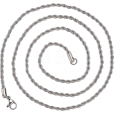 10Pcs 304 Stainless Steel Rope Chain Necklaces for Men Women NJEW-BC0001-07-1