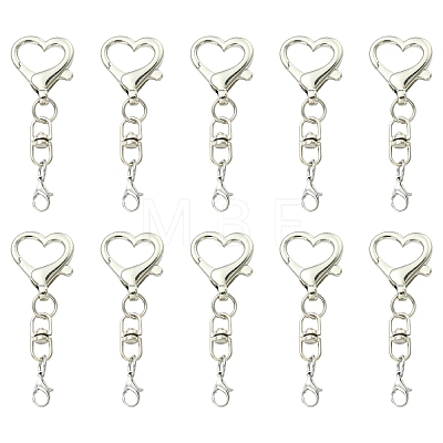 10Pcs Heart Alloy Lobster Claw Clasps Keychain Clasps HJEW-YW00393-1