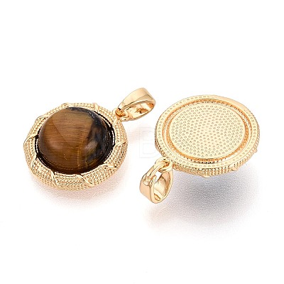 Natural Tiger Eye Pendants KK-N287-21G-1